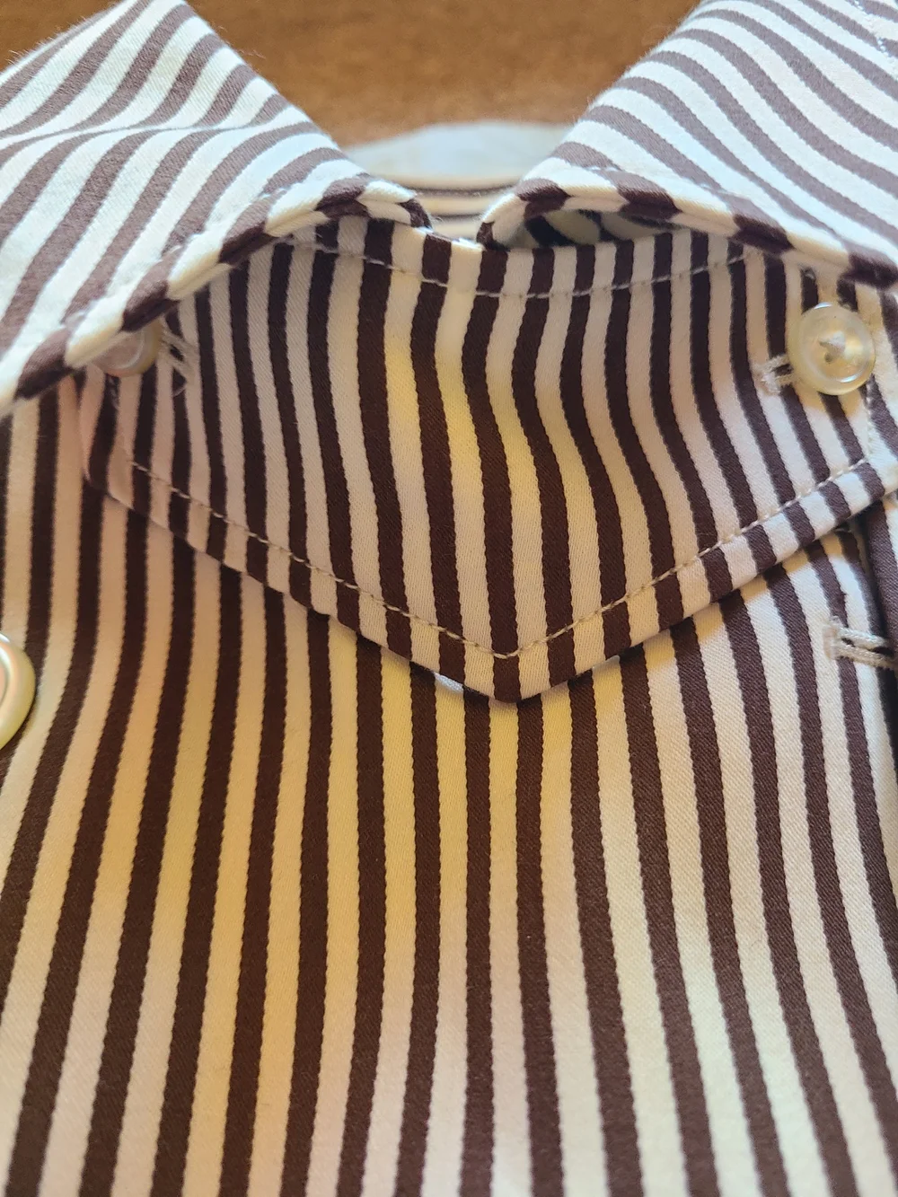 Lauren Ralph Lauren Brown and White Striped Double-Breasted Trench - Picture 3 of 6